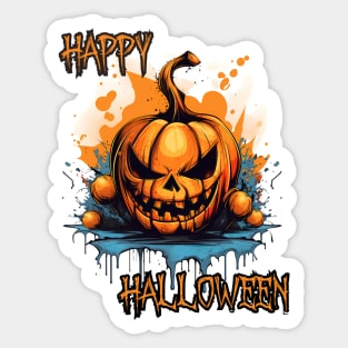 Spooky Pumpkin Happy Halloween Sticker